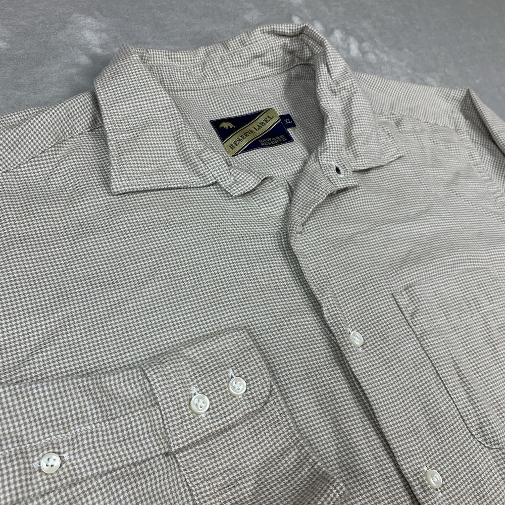 Onward Reserve Flannel Shirt Mens XL Green Herringbone Button Up Reserve Label